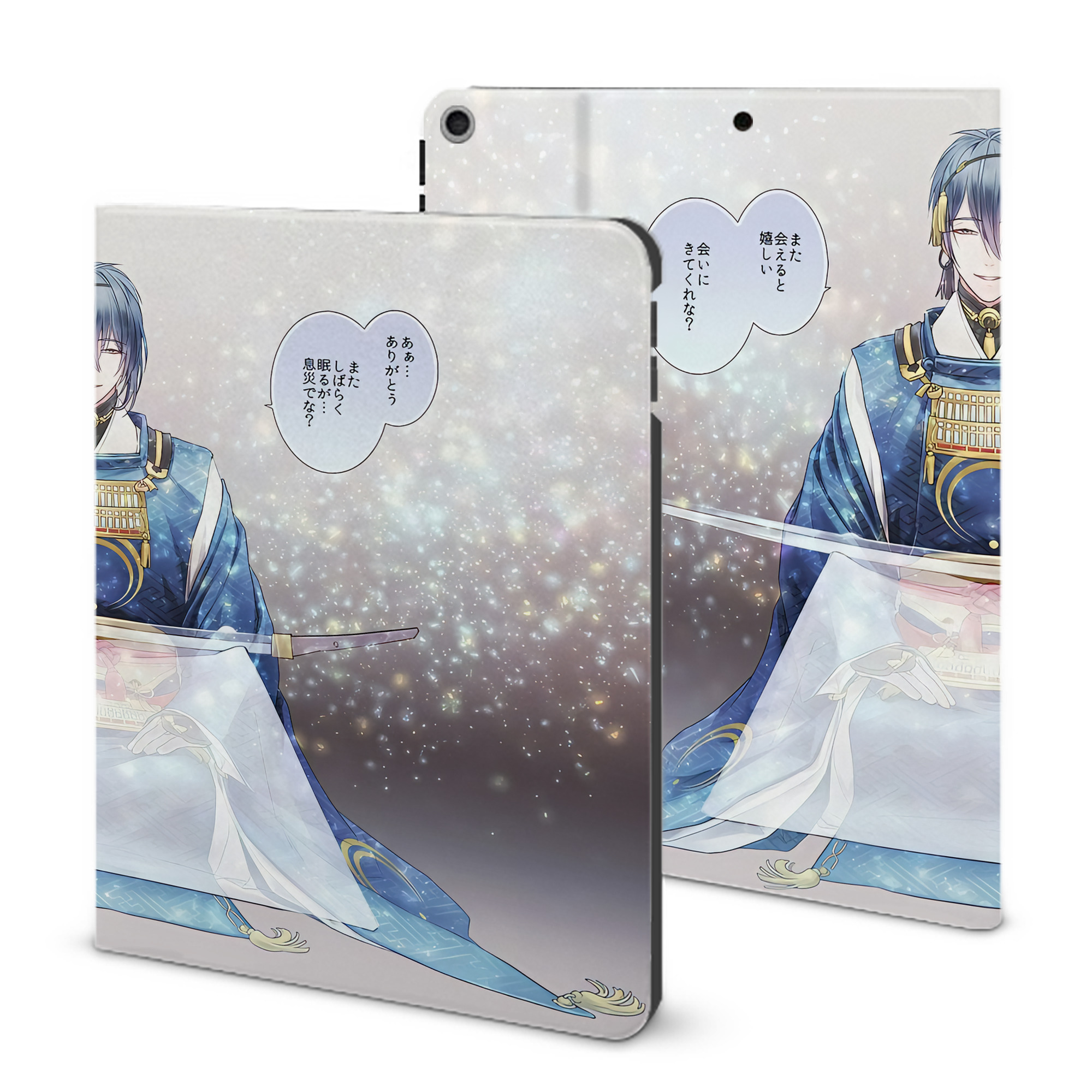 （画像用） 刀剣乱舞 Touken Ranbu IPad ケース ブック型 PUレザー TPU 耐衝撃 軽量 薄型 ペン収納なし 全面保護 IPad 各モデル対応